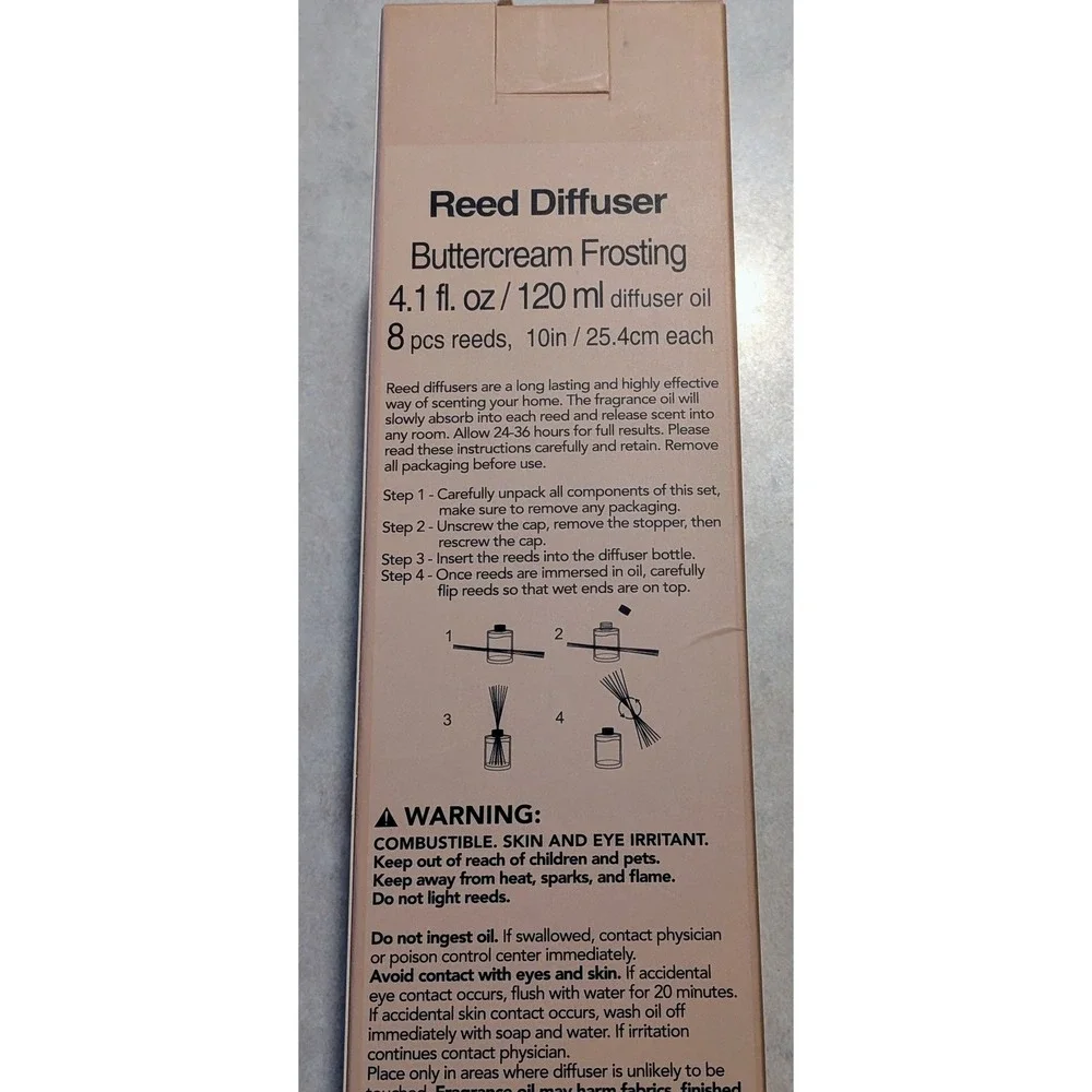 Candle-Lite Buttercream Frosting‎ Reed Diffuser Vanilla Home Fragrance 4.1 Oz
